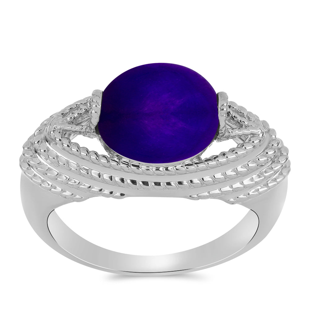 Stříbro 925/1000 - Prsten s Purpurovým Jadeitem - Karátové číslo: 2.86. přibližná hmotnost: 4.68 gramů 3 