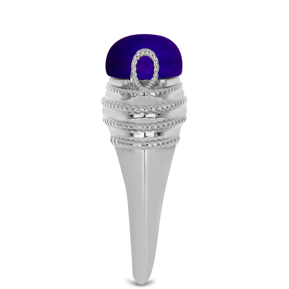Stříbro 925/1000 - Prsten s Purpurovým Jadeitem - Karátové číslo: 2.86. přibližná hmotnost: 4.68 gramů