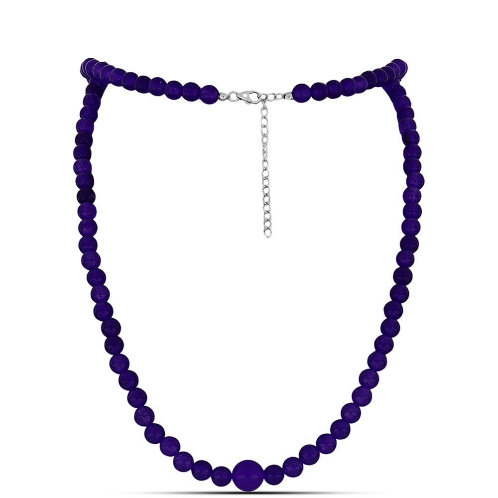 Stříbro 925/1000 - Náhrdelník s Purpurovým Jadeitem - Karátové číslo: 127.33. přibližná hmotnost: 26.39 gramů 1 