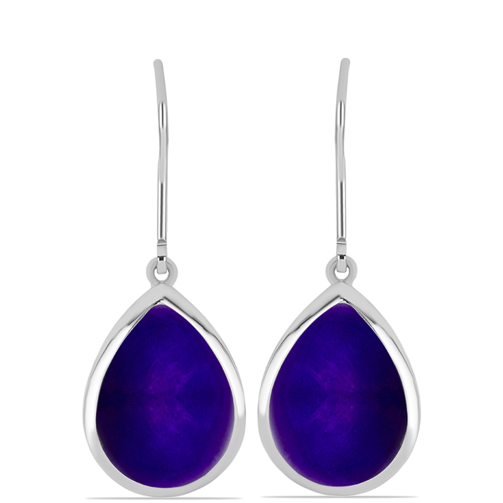 Stříbro 925/1000 - Náušnice s Purpurovým Jadeitem - Karátové číslo: 10.93. přibližná hmotnost: 5.41 gramů