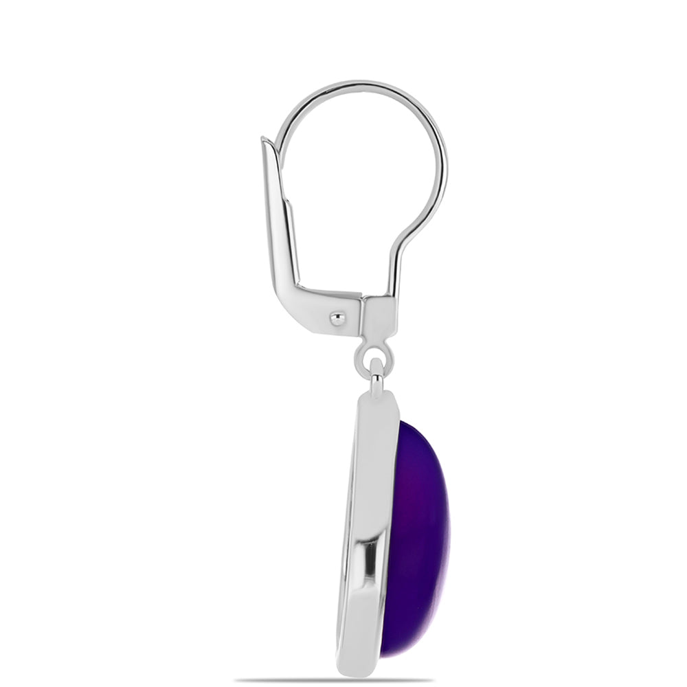 Stříbro 925/1000 - Náušnice s Purpurovým Jadeitem - Karátové číslo: 10.93. přibližná hmotnost: 5.41 gramů