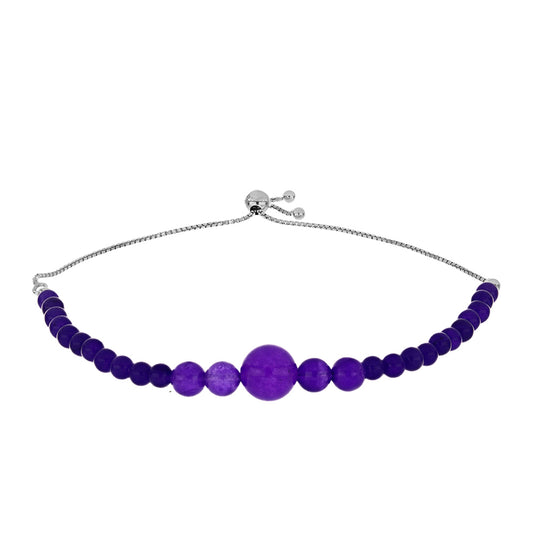 Stříbrný Náramek s Purpurovým Jadeitem