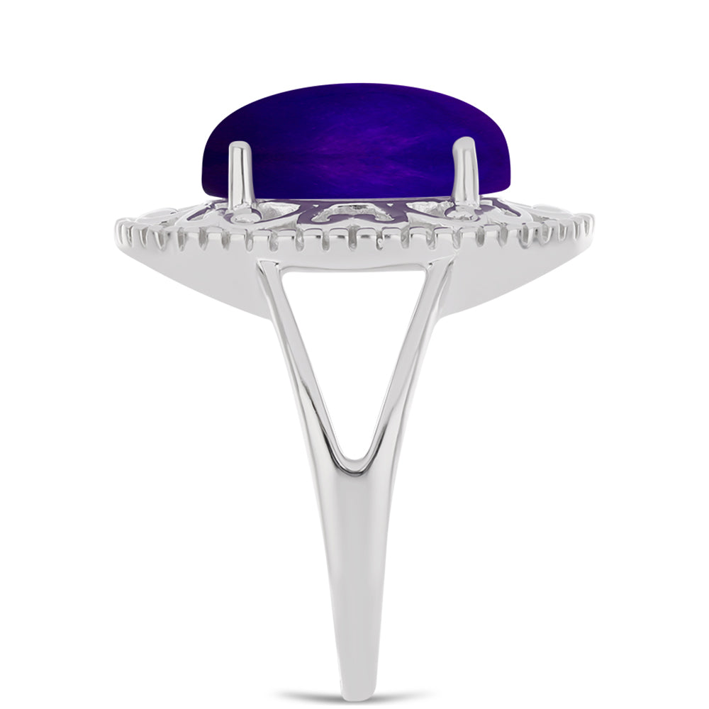 Stříbro 925/1000 Prsten s Purpurovým Jadeitem - Karátové číslo: 5.76. přibližná hmotnost: 5.83 gramů 4 