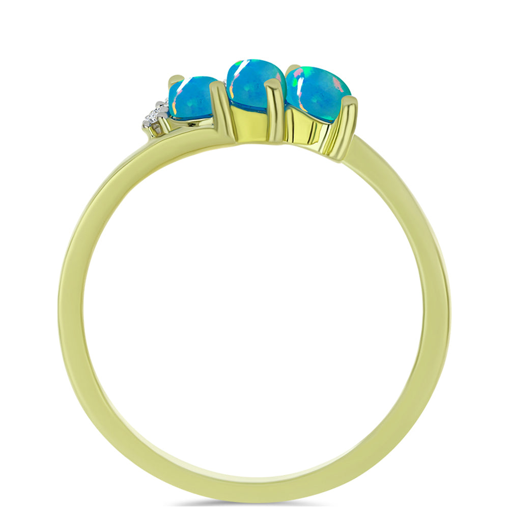 Pozlacené Stříbro 925/1000 - Prsten s etiopským Paraiba modrým opálem a Bílým Topazem - Karátové číslo: 0.73. přibližná hmotnost: 2.71 gramů 2 