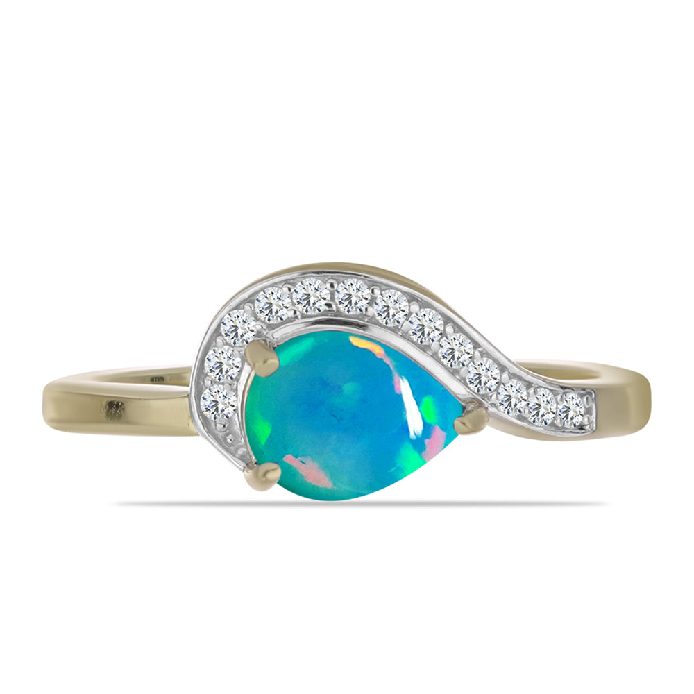 Pozlacené Stříbro 925/1000 - Prsten s etiopským Paraiba modrým opálem a Bílým Topazem - Karátové číslo: 0.85. přibližná hmotnost: 2.83 gramů 1 