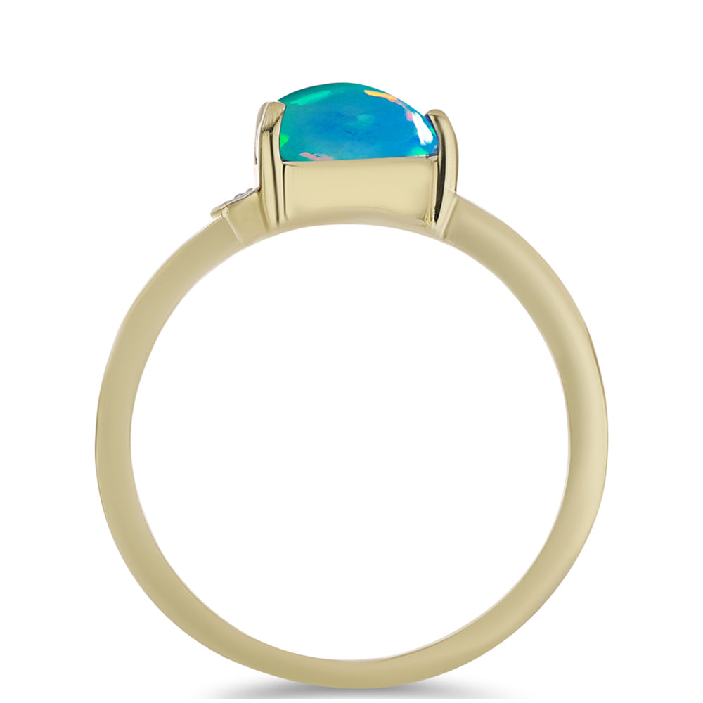 Pozlacené Stříbro 925/1000 - Prsten s etiopským Paraiba modrým opálem a Bílým Topazem - Karátové číslo: 0.85. přibližná hmotnost: 2.83 gramů 2 