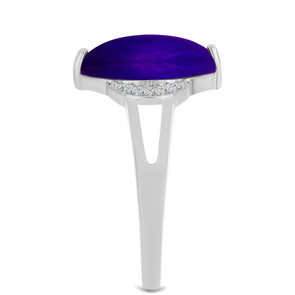Stříbrný Prsten s Purpurovým Jadeitem a Bílým Topazem 4 