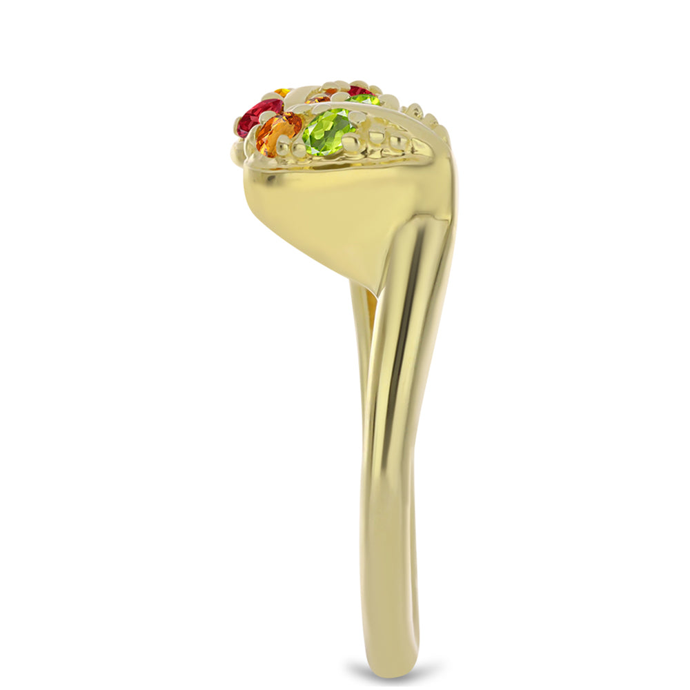 Pozlacené Stříbro 925/1000 - Prsten s Roseberským Duhovým Safírem a Bílým Topazem - Karátové číslo: 0.42. přibližná hmotnost: 2.69 gramů