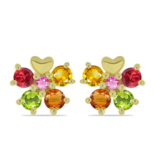 Pozlacené Stříbrné Náušnice s Roseberským Duhovým Safírem