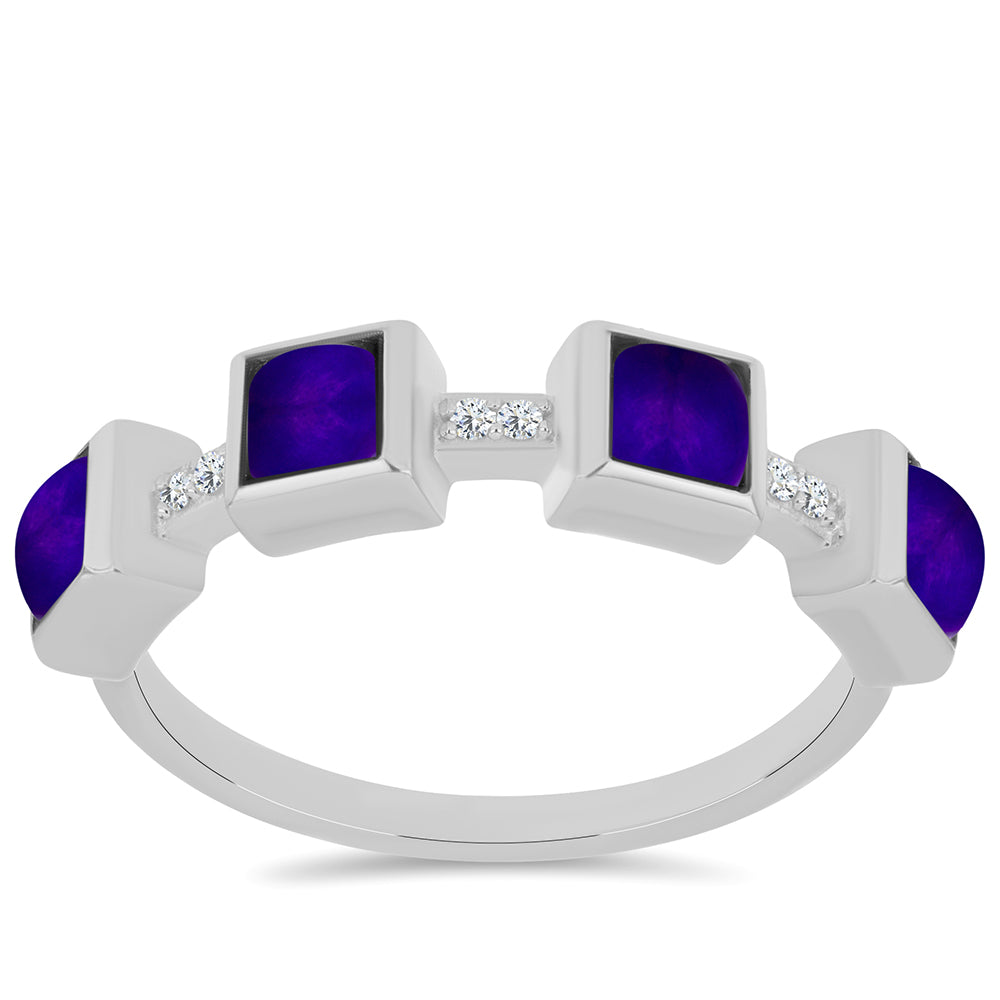 Stříbro 925/1000 - Prsten s Purpurovým Jadeitem a Bílým Topazem - Karátové číslo: 1.37. přibližná hmotnost: 3.58 gramů 1 