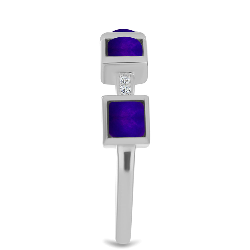 Stříbro 925/1000 - Prsten s Purpurovým Jadeitem a Bílým Topazem - Karátové číslo: 1.37. přibližná hmotnost: 3.58 gramů 4 