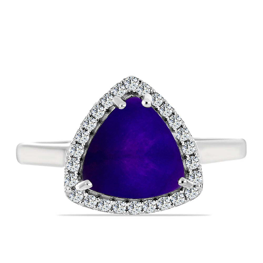 Stříbrný Prsten s Purpurovým Jadeitem a Bílým Topazem 1 