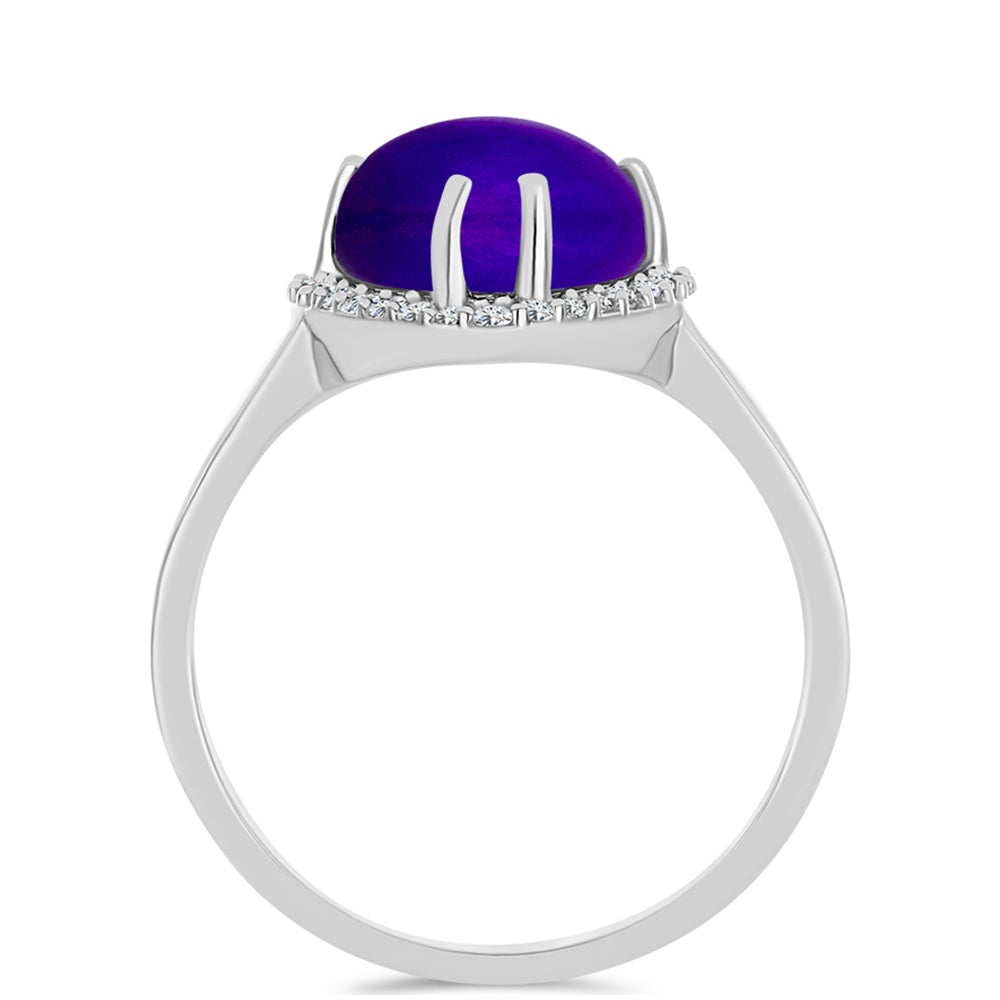 Stříbrný Prsten s Purpurovým Jadeitem a Bílým Topazem 2 