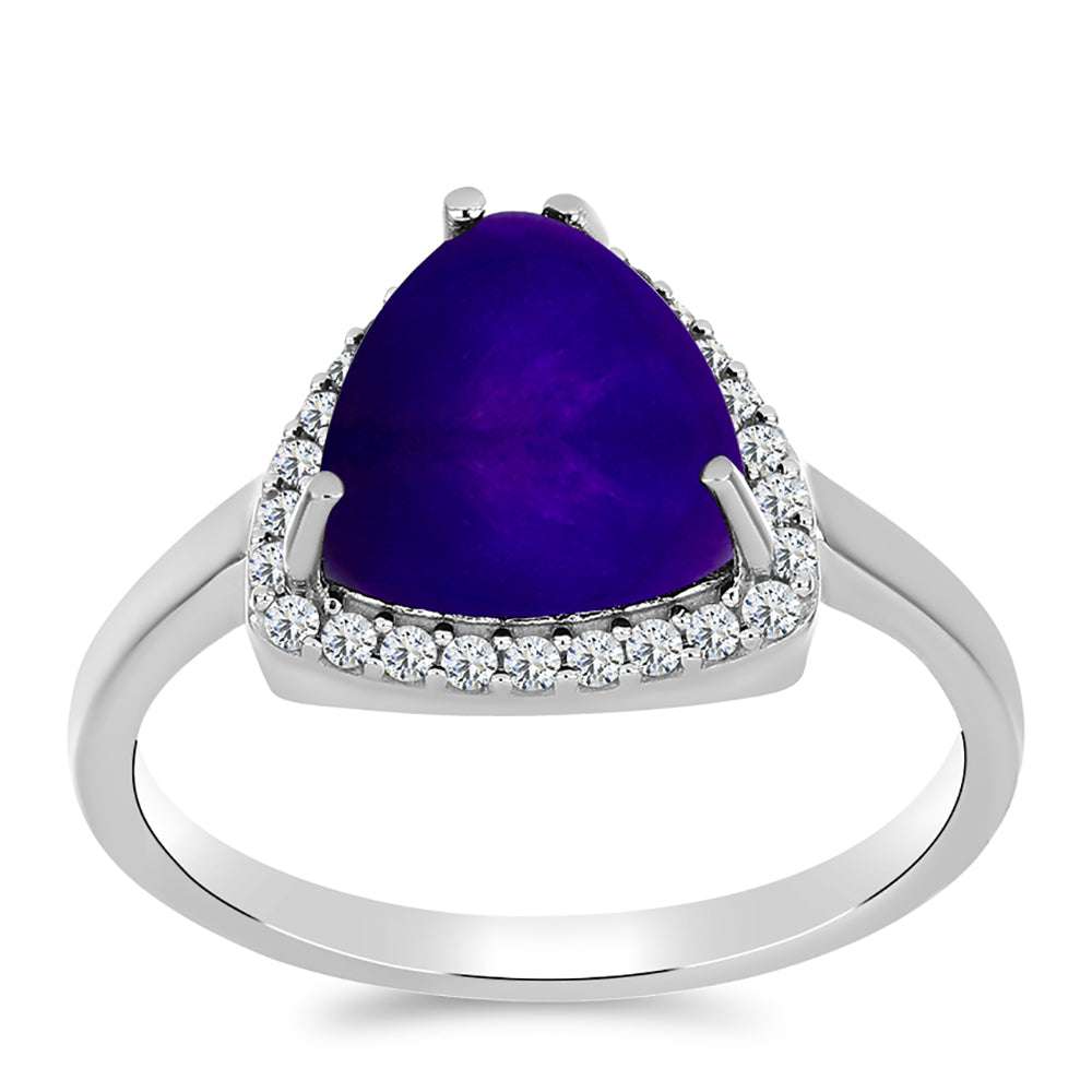 Stříbrný Prsten s Purpurovým Jadeitem a Bílým Topazem 3 