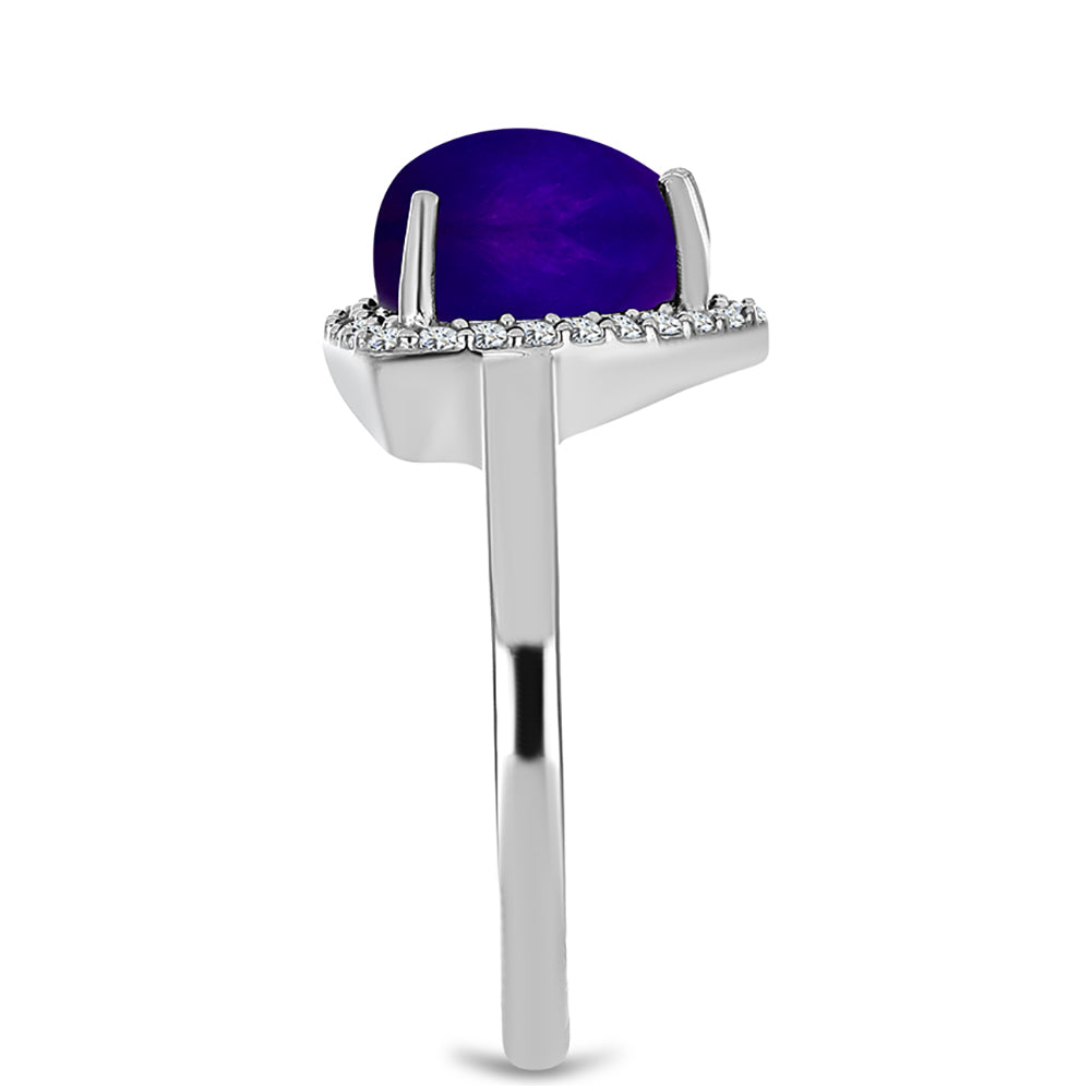 Stříbrný Prsten s Purpurovým Jadeitem a Bílým Topazem 4 