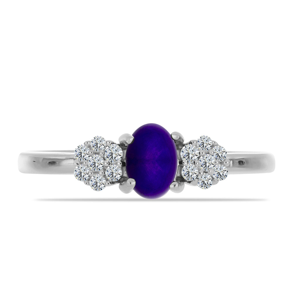 Stříbro 925/1000 - Prsten s Purpurovým Jadeitem a Bílým Topazem - Karátové číslo: 0.67. přibližná hmotnost: 2.25 gramů 1 
