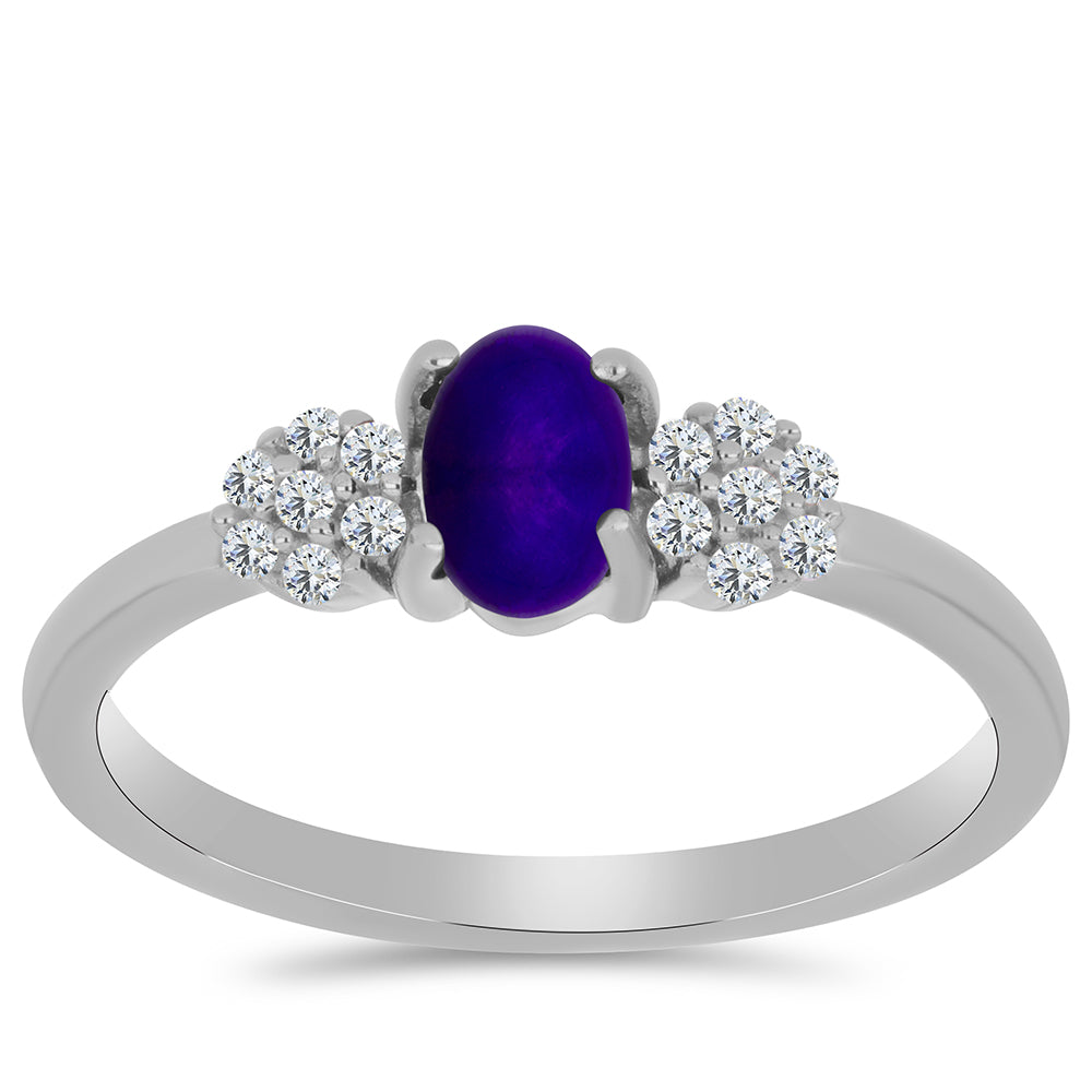 Stříbro 925/1000 - Prsten s Purpurovým Jadeitem a Bílým Topazem - Karátové číslo: 0.67. přibližná hmotnost: 2.25 gramů 3 