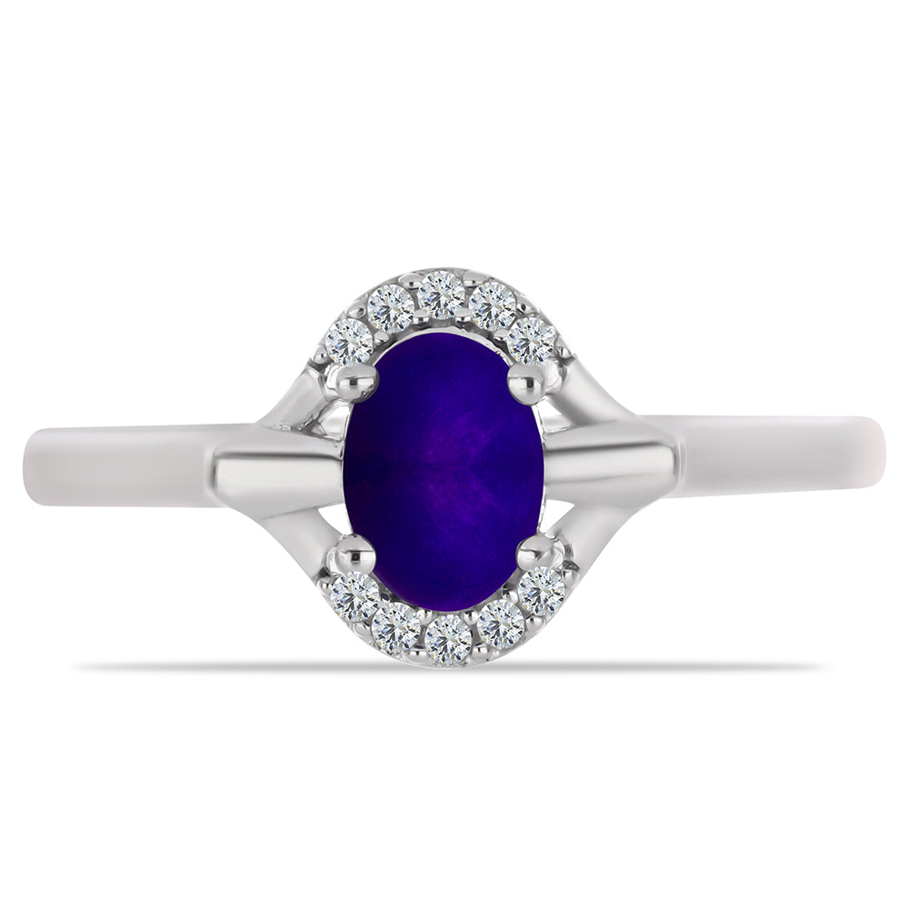 Stříbro 925/1000 - Prsten s Purpurovým Jadeitem a Bílým Topazem - Karátové číslo: 0.82. přibližná hmotnost: 2.53 gramů