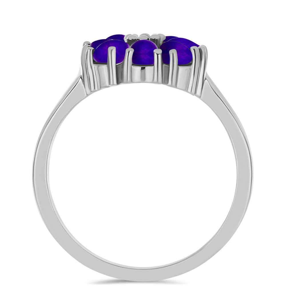 Stříbro 925/1000 - Prsten s Purpurovým Jadeitem a Bílým Topazem - Karátové číslo: 1.32. přibližná hmotnost: 3.72 gramů 2 
