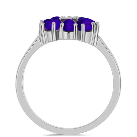 Stříbrný Prsten s Purpurovým Jadeitem a Bílým Topazem