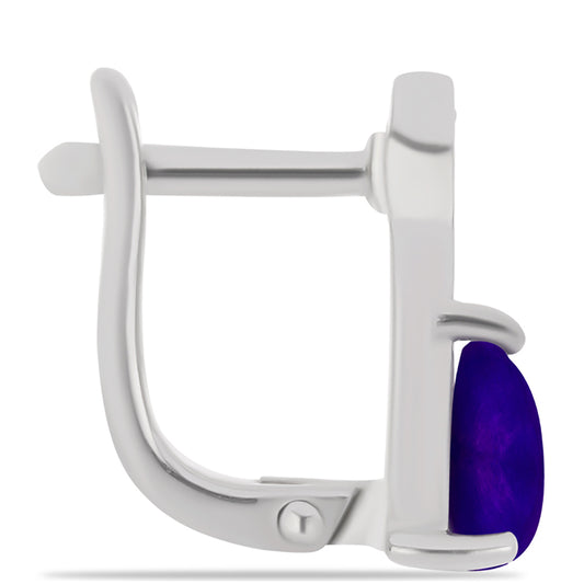 Stříbrné Náušnice s Purpurovým Jadeitem a Bílým Topazem