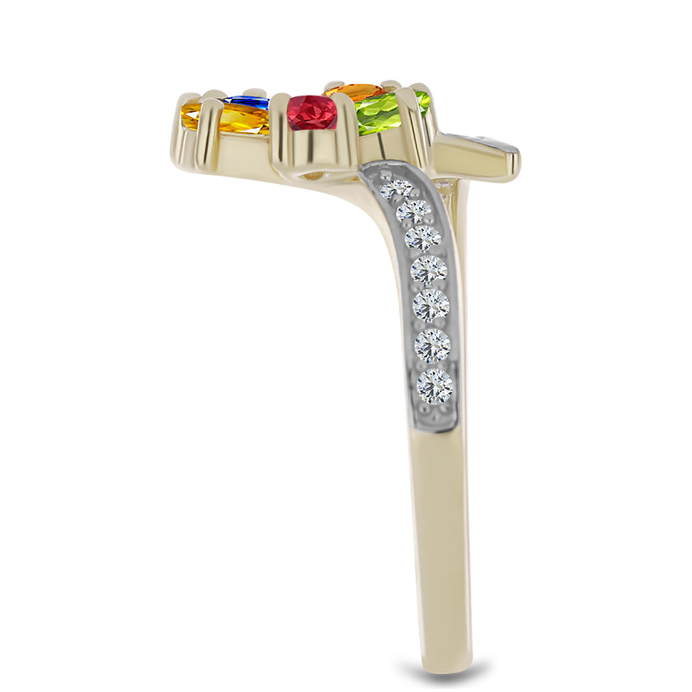 Pozlacený Stříbrný Prsten s Roseberským Duhovým Safírem a Bílým Topazem 4 