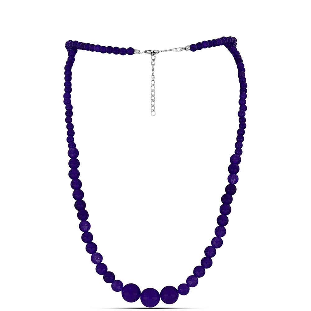 Stříbro 925/1000 - Náhrdelník s Purpurovým Jadeitem - Karátové číslo: 102.65. přibližná hmotnost: 21.45 gramů 1 