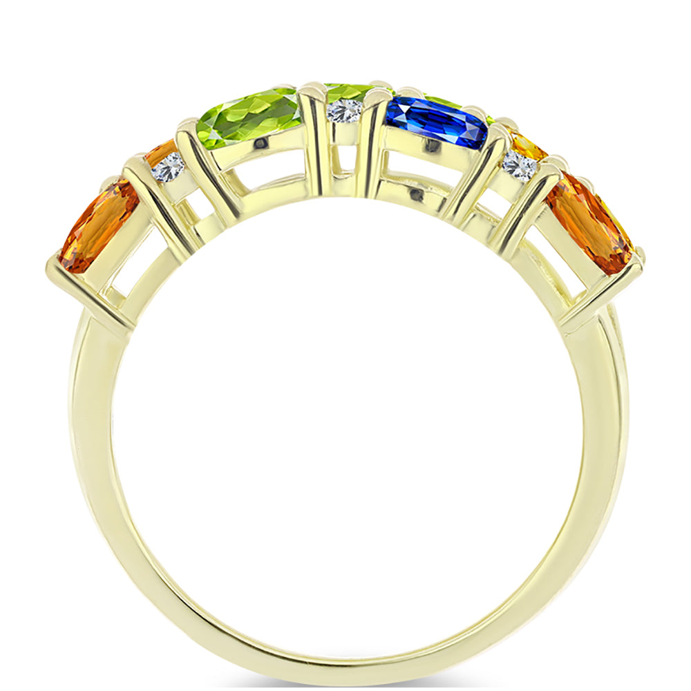 Pozlacený Stříbrný Prsten s Roseberským Duhovým Safírem a Bílým Topazem 2 