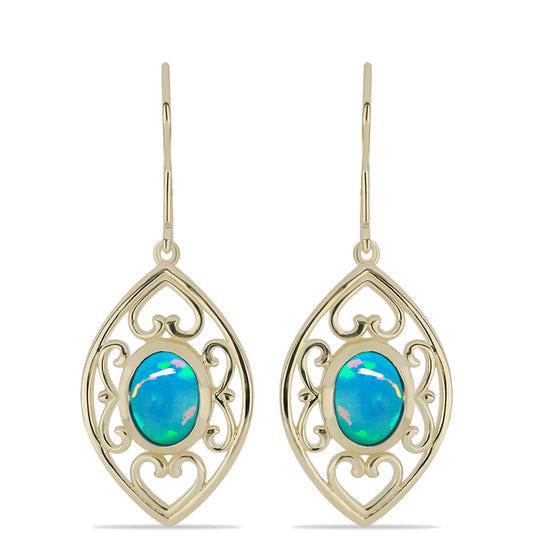 Pozlacené Stříbrné Náušnice s etiopským Paraiba modrým opálem