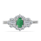 Stříbro 925/1000 - Prsten s Brazilským Smaragdem a Bílým Topazem - Karátové číslo: 1.16. přibližná hmotnost: 2.72 gramů