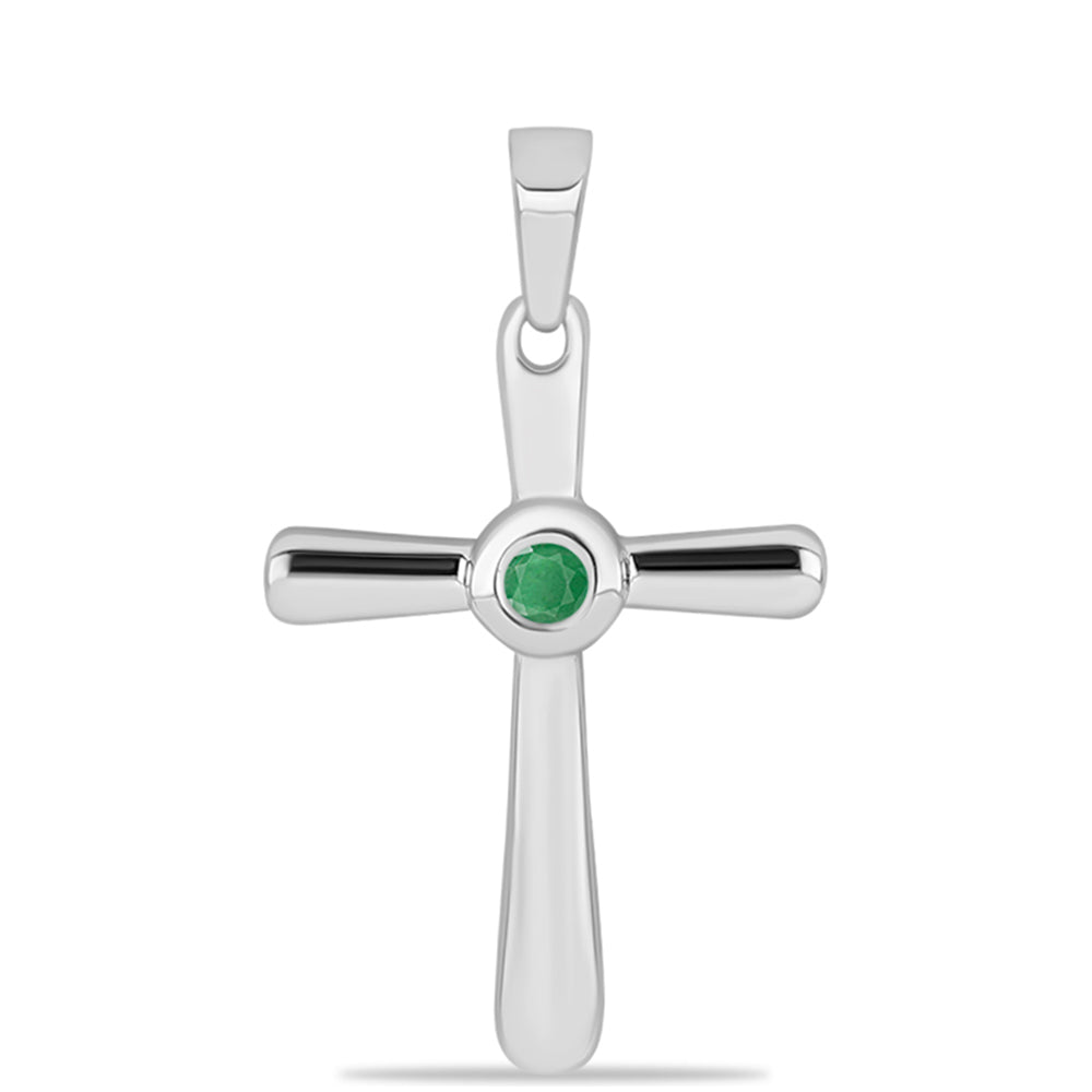 Stříbro 925/1000 - Přívěsek s Brazilským Smaragdem - Karátové číslo: 0.1. přibližná hmotnost: 1.41 gramů