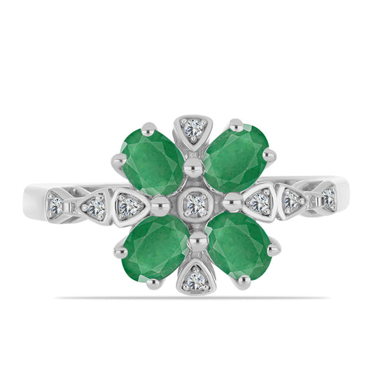 Stříbrný Prsten s Brazilským Smaragdem a Bílým Topazem