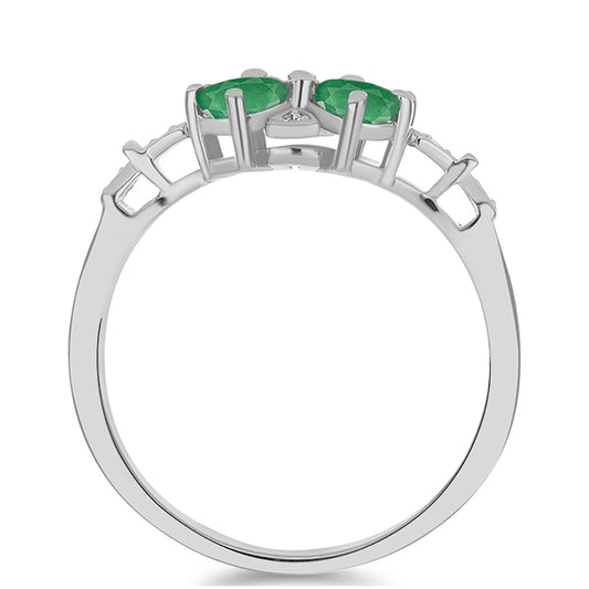 Stříbrný Prsten s Brazilským Smaragdem a Bílým Topazem