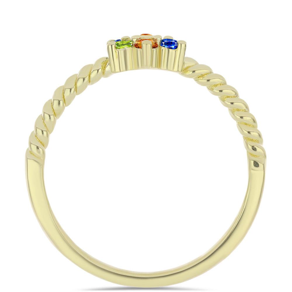 Pozlacené Stříbro 925/1000 - Prsten s Roseberským Duhovým Safírem a Bílým Topazem - Karátové číslo: 0.31. přibližná hmotnost: 2.17 gramů 2 