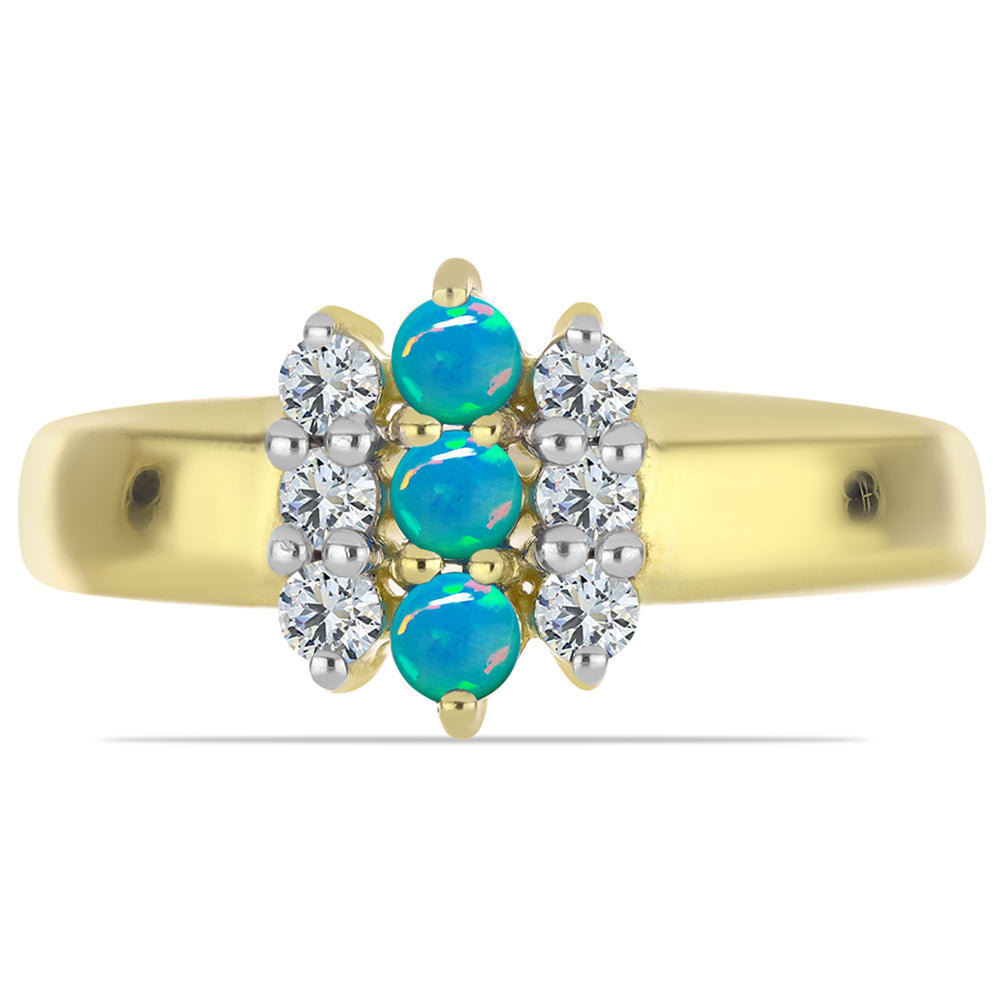 Pozlacené stříbro 925/1000 Prsten s etiopským Paraiba modrým opálem a Bílým Topazem - Karátové číslo: 0.65. přibližná hmotnost: 3.37 gramů 1 