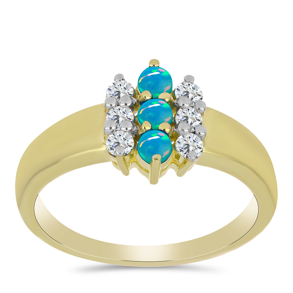 Pozlacené stříbro 925/1000 Prsten s etiopským Paraiba modrým opálem a Bílým Topazem - Karátové číslo: 0.65. přibližná hmotnost: 3.37 gramů 3 