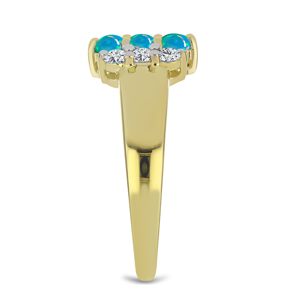 Pozlacené stříbro 925/1000 Prsten s etiopským Paraiba modrým opálem a Bílým Topazem - Karátové číslo: 0.65. přibližná hmotnost: 3.37 gramů 4 