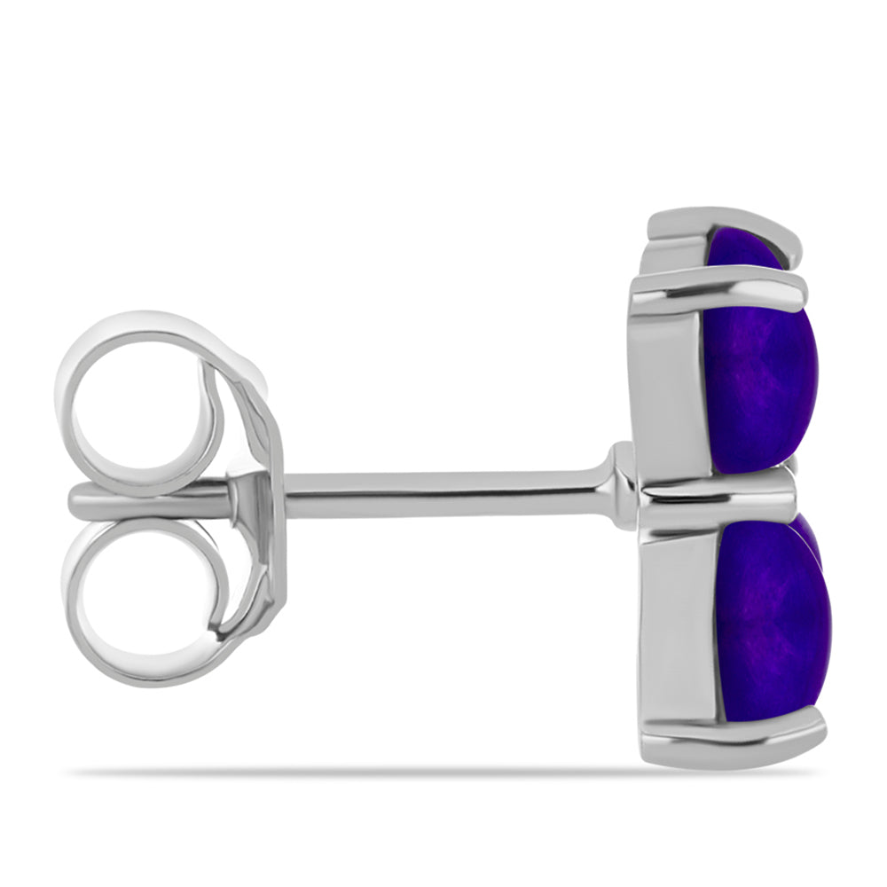 Stříbrné Náušnice s Purpurovým Jadeitem a Bílým Topazem 2 