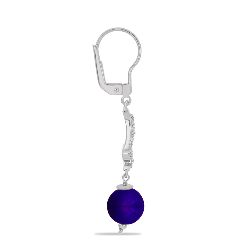 Stříbro 925/1000 - Náušnice s Purpurovým Jadeitem a Bílým Topazem - Karátové číslo: 7.93. přibližná hmotnost: 4.84 gramů 2 