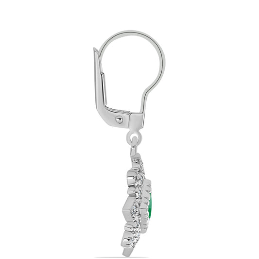 Stříbrné Náušnice s Brazilským Smaragdem a Bílým Topazem