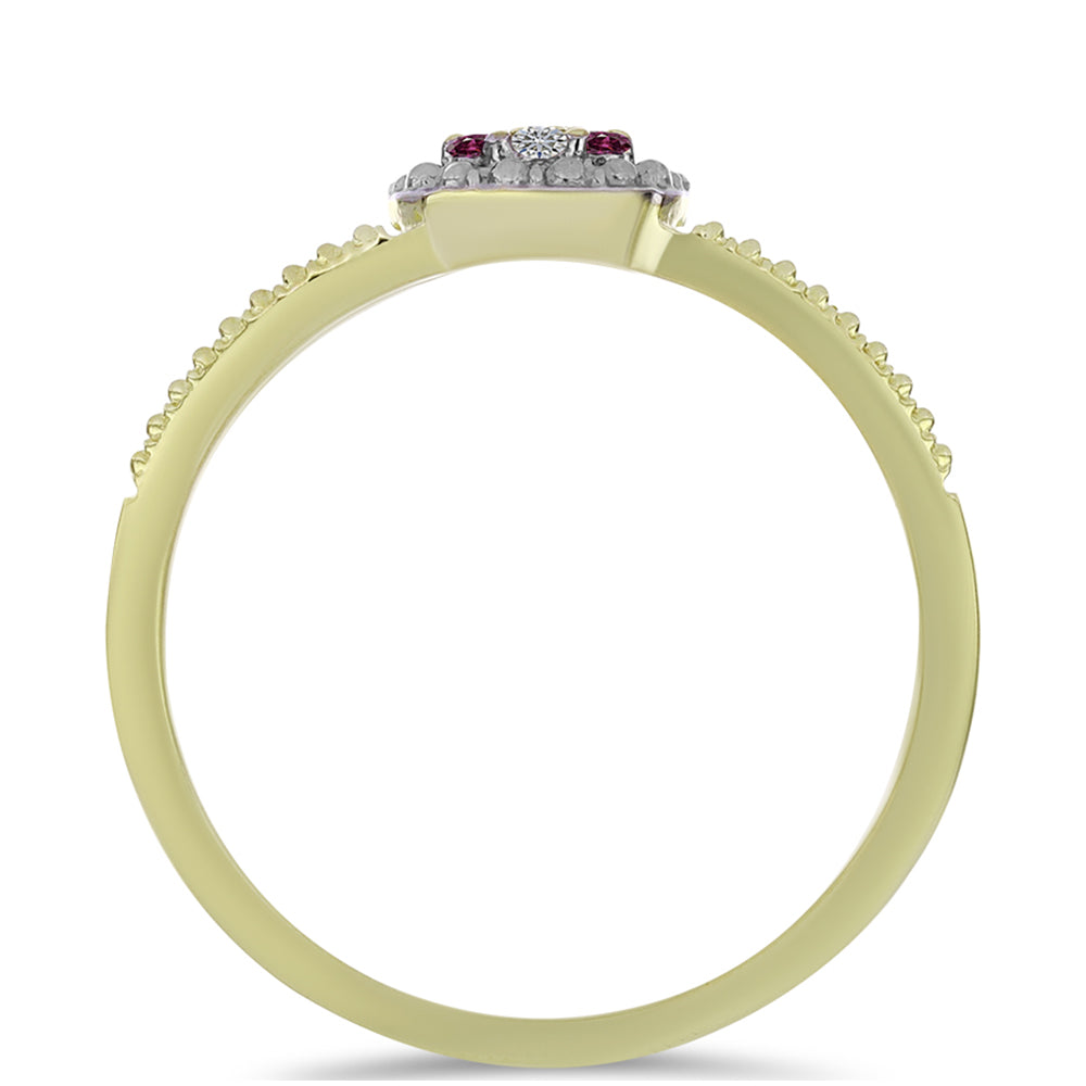 Pozlacené Stříbro 925/1000 - Prsten s Purpurovým Diamantem a Bílým Diamantem - Karátové číslo: 0.1. přibližná hmotnost: 2.38 gramů 2 