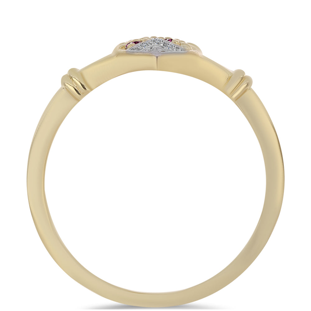 Pozlacené Stříbro 925/1000 - Prsten s Purpurovým Diamantem a Bílým Diamantem - Karátové číslo: 0.12. přibližná hmotnost: 2.75 gramů 2 