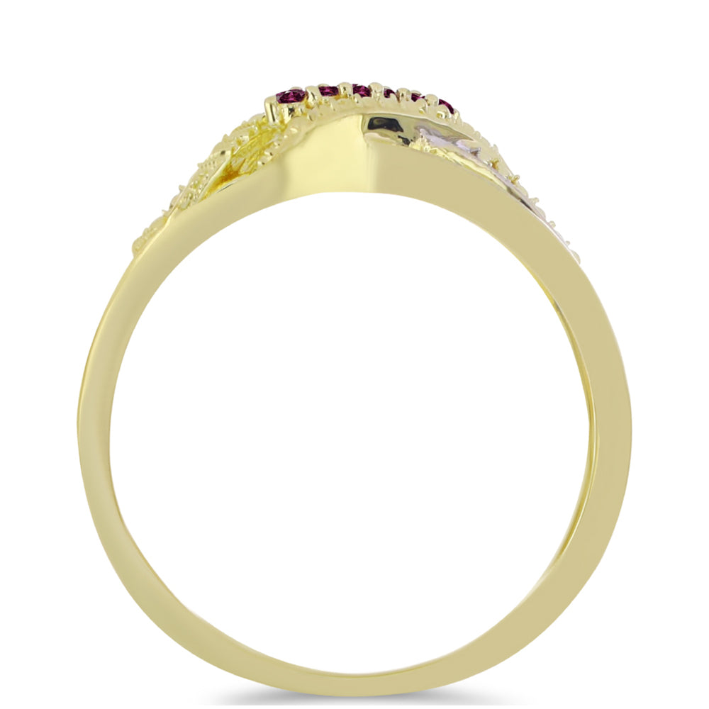 Pozlacený 925 / 1000 Sterlingové Stříbro Prsten s Purpurovým Diamantem a Bílým Diamantem 2 