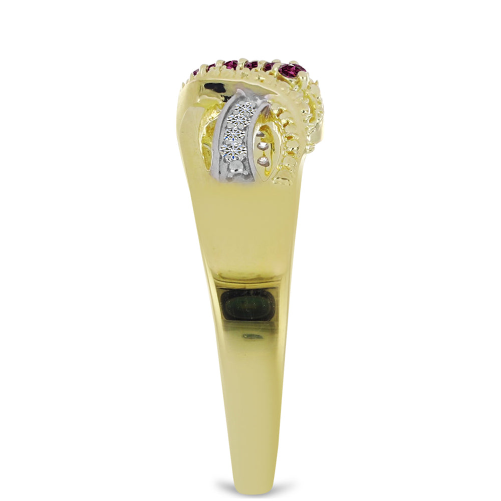 Pozlacený 925 / 1000 Sterlingové Stříbro Prsten s Purpurovým Diamantem a Bílým Diamantem