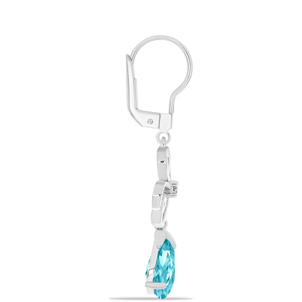 Stříbrné Náušnice s Paraiba Křemenem a Bílým Topazem