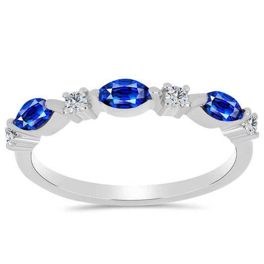 Stříbro 925/1000 Prsten s Australským Modrým Safírem a Bílým Topazem - Karátové číslo: 0.8. přibližná hmotnost: 1.79 gramů