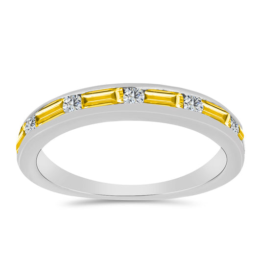 Stříbrný Prsten s Uralským Citrínem a Bílým Topazem