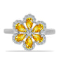 Stříbro 925/1000 Prsten s Uralským Citrínem a Bílým Topazem - Karátové číslo: 1.5. přibližná hmotnost: 3.5 gramů