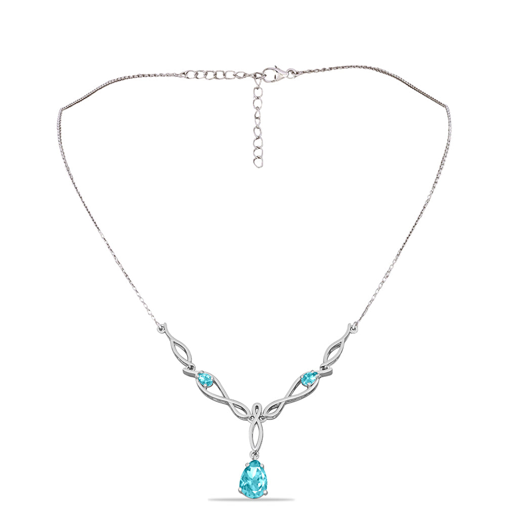 Stříbrný Náhrdelník s Paraiba Křemenem