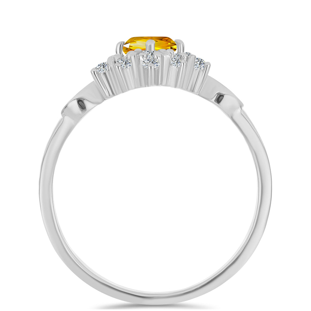 Stříbro 925/1000 - Prsten s Uralským Citrínem a Bílým Topazem - Karátové číslo: 1.1. přibližná hmotnost: 3.05 gramů